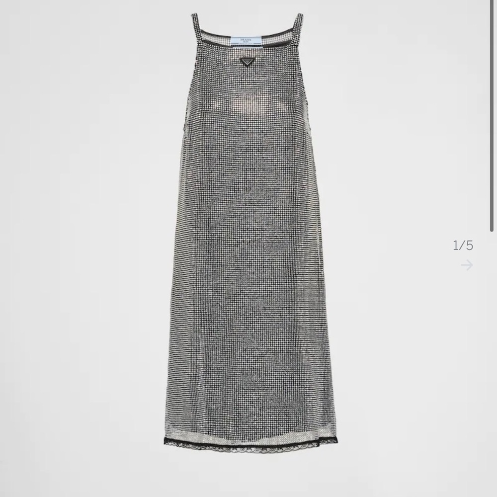 Prada Embroidered rhinestone mesh dress